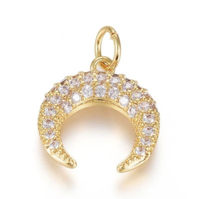 COLGANTE B/ORO LUNA INVERTIDA CON ZIRCONES 15X13MM2