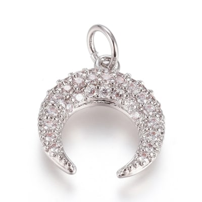 COLGANTE B/PLATINO MEDIA LUNA CON ZIRCONES 15X13MM