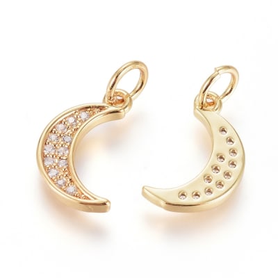 COLGANTE B/ORO LUNA CON ZIRCONES 13X7MM1
