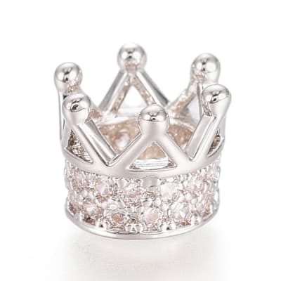 PASADOR  CORONA B/PLATINO CON ZIRCONES 7X5MM