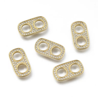CONECTOR B/ORO CHAPA DE LATA CON ZIRCONES 17X9MM