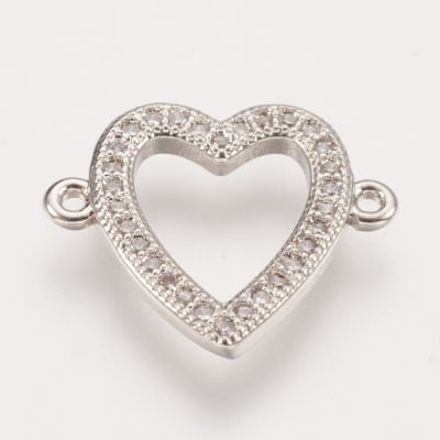 CONECTOR B/PLATINO CORAZON HUECO PEQ. C/ZIRCONES