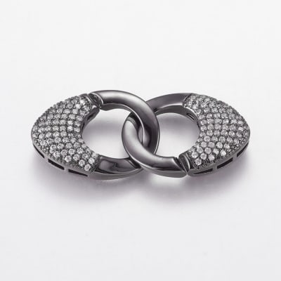 CONECTOR GUNMETAL SET CIERRES CON ZIRCONES 38X17MM