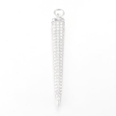 COLGANTE B/PLATINO TRIANGULO PALITO CON ZIRCONES 43X6MM