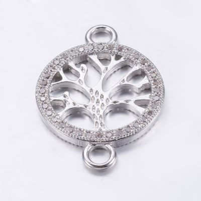 CONECTOR BAÑO DE PLATINO ARBOL DE LA VIDA 27X19MM