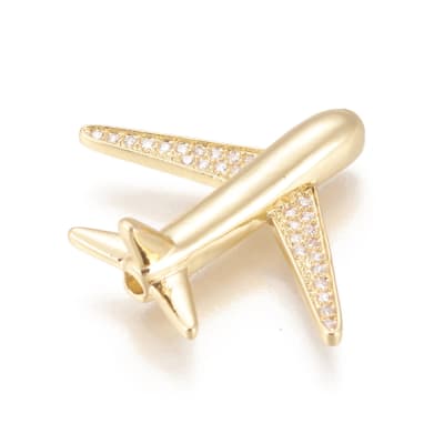 PASADOR B/ORO AVION CON ZIRCONES 26X22MM