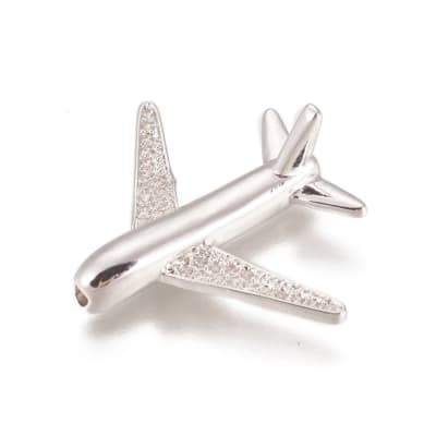 PASADOR  AVION CON ZIRCONES B/PLATINO