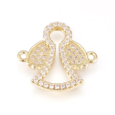 CONECTOR B/ORO ANGEL CON ZIRCONES 17X21MM