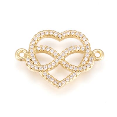 CONECTOR B/ORO CORAZON INFINITO CON ZIRCONES 16X22MM2