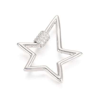 BROCHE TORNILLO ESTRELLA 5 PUNTAS CON ZIRCONES BAÑO PLATINO 35X30MM