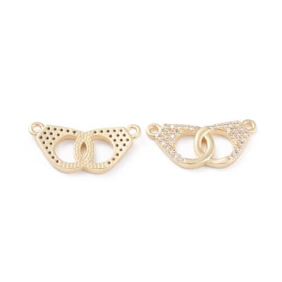 CONECTOR B/ORO ESPOSAS CON ZIRCONES 11X21MM