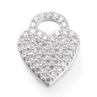 COLGANTE B/PLATINO CORAZON CON ZIRCONES 15X12MM