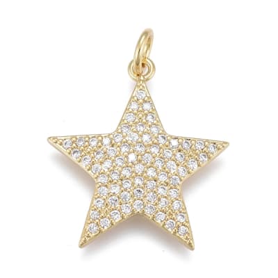 COLGANTE B/ORO ESTRELLA 5 PUNTAS CON ZIRCONES 20X19MM