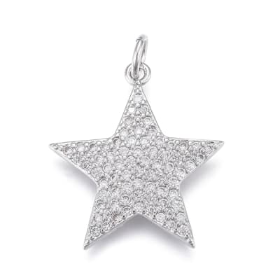 COLGANTE B/PLATINO ESTRELLA CON ZIRCONES 20X19MM
