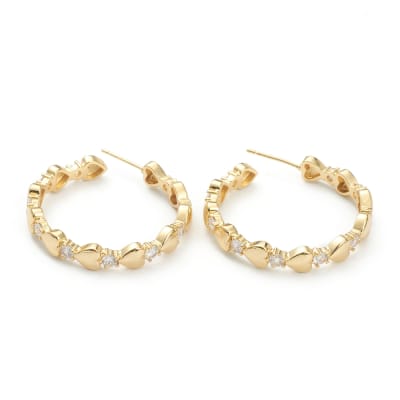 BASE DE ARO B/O ARGOLLA CON CORAZON Y ZIRCONES 33MM1