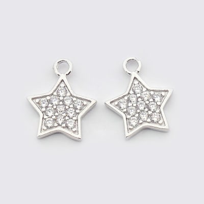COLGANTE B/PLATINO ESTRELLA CON ZIRCONES 11X9MM