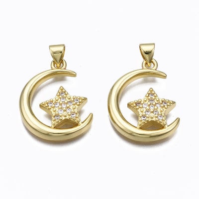 COLGANTE B/ORO LUNA Y ESTRELLA C/ZIRCONES 23X17MM1