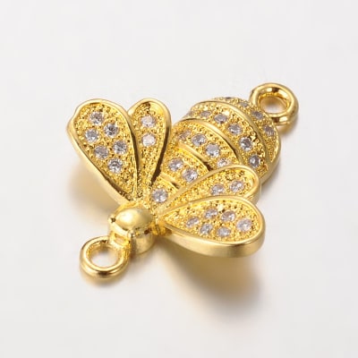 CONECTOR B/ORO ABEJA CON ZIRCONES 20X16MM1