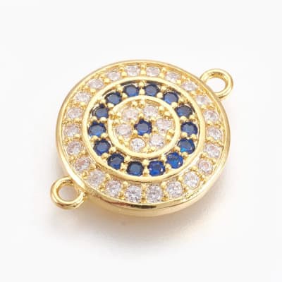 CONECTOR B/ORO CIRCULO PLANO C/ZIRCONES 18X14MM2