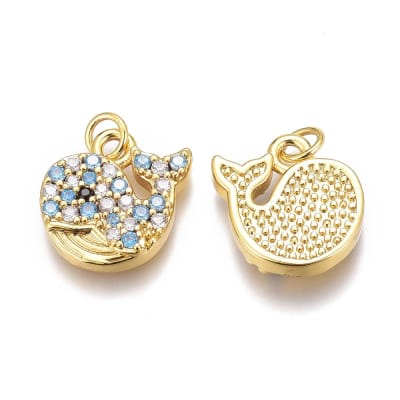 COLGANTE B/ORO BALLENA CON ZIRCONES 12X3MM1