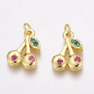 COLGANTE B/ORO CEREZAS CON ZIRCONES 13X9MM1