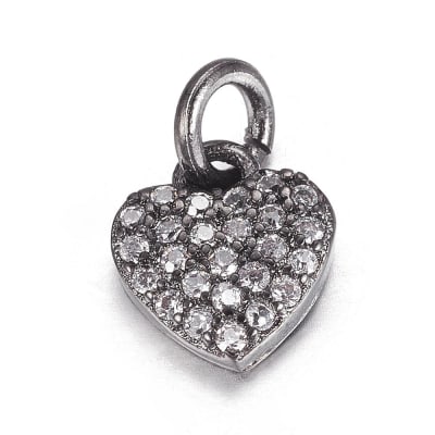 COLGANTE CORAZON CON ZIRCONES GUNMETAL 9X8MM