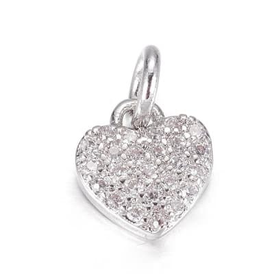 COLGANTE B/PLATINO CORAZON CON ZIRCONES 9X8MM