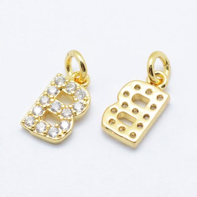 COLGANTE B/ORO INICIAL CON ZIRCONES B 8X7MM