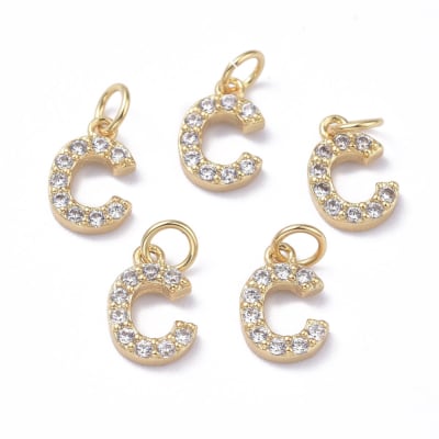 COLGANTE B/ORO INICIAL CON ZIRCONES C 8X7MM1