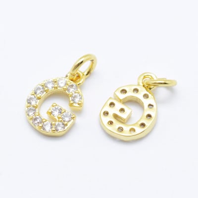 COLGANTE B/ORO INICIAL CON ZIRCONES G 8X7MM