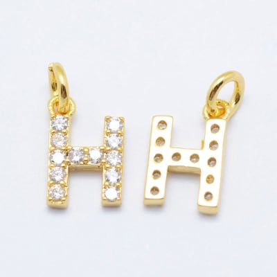 COLGANTE B/ORO INICIAL CON ZIRCONES H 8X7MM