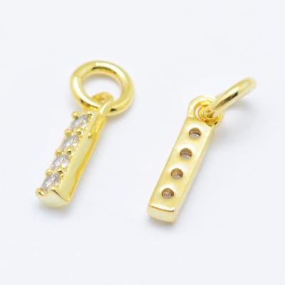COLGANTE B/ORO INICIAL CON ZIRCONES I 8X7MM