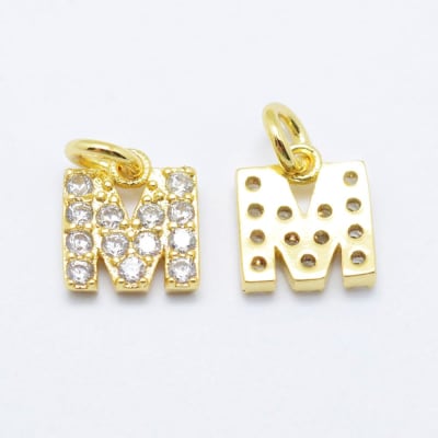 COLGANTE B/ORO INICIAL CON ZIRCONES M 8X7MM