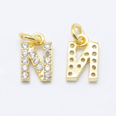 COLGANTE B/ORO INICIAL CON ZIRCONES N 8X7MM