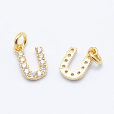 COLGANTE B/ORO INICIAL CON ZIRCONES U 7X8MM