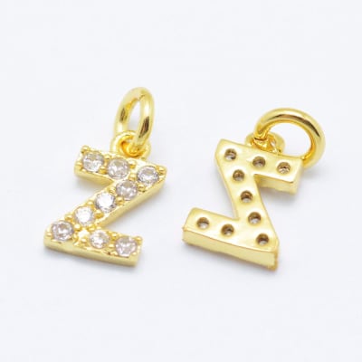 COLGANTE B/ORO INICIAL CON ZIRCONES Z 7X8MM