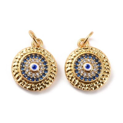 COLGANTE B/ORO CIRCULO CON OJO TURCO Y ZIRCONES 15X12MM