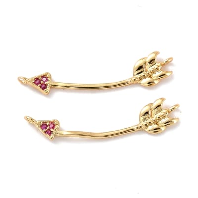CONECTOR B/ORO FLECHA CON ZIRCON ROSADO 6X22