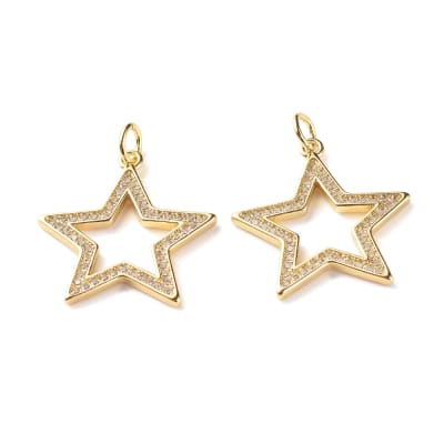 COLGANTE B/ORO ESTRELLA CON ZIRCONES 26X21MM