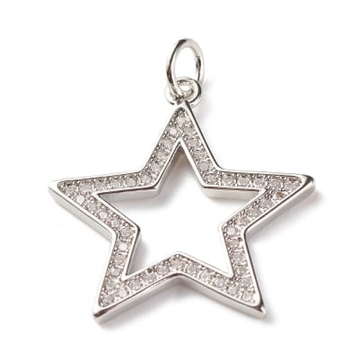 COLGANTE B/PLATINO ESTRELLA HUECA CON ZIRCONES 26X21MM3