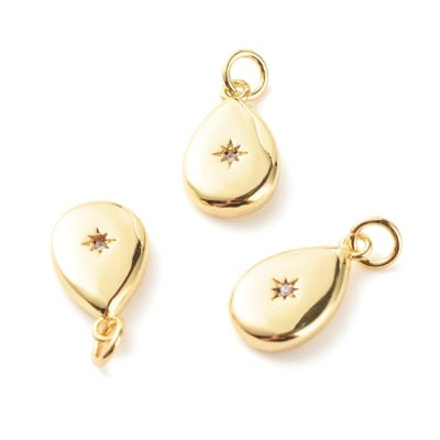 COLGANTE B/ORO GOTA CON ESTRELLA 19X9MM1