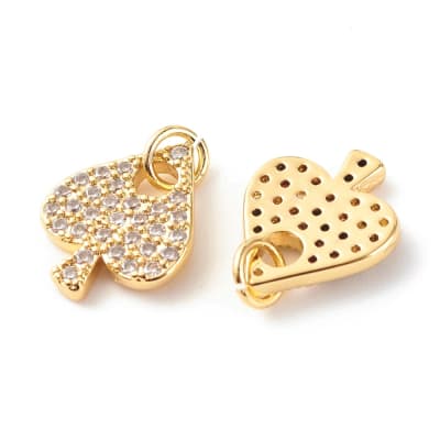 COLGANTE B/ORO CORAZON POKER ZIRCON 16X12MM