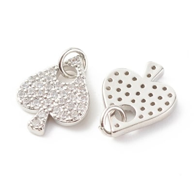 COLGANTE B/PLATINO CORAZON DE CARTAS CON ZIRCONES 16X12MM