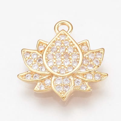 COLGANTE B/ORO FLOR DE LOTO C/ZIRCON 13MM