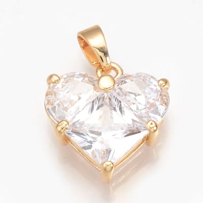 COLGANTE B/ORO CORAZON ZIRCON GRANDE 15X14MM
