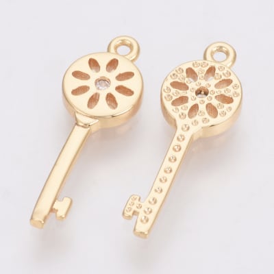 COLGANTE B/ORO LLAVE CON ZIRCON 18X6MM1