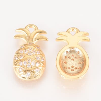 COLGANTE B/ORO PIÑA CON ZIRCONES 16X8.5MM