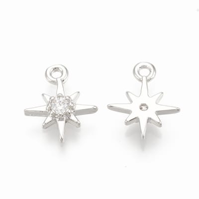 COLGANTE B/PLATINO ESTRELLA CON ZIRCONES 10X8MM
