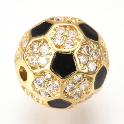 PASADOR  BALON DE FUTBOL DORADO CON ZIRCONES 10MM1