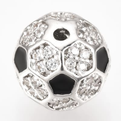 PASADOR  BALON DE FUTBOL PLATINO CON ZIRCONES10MM1